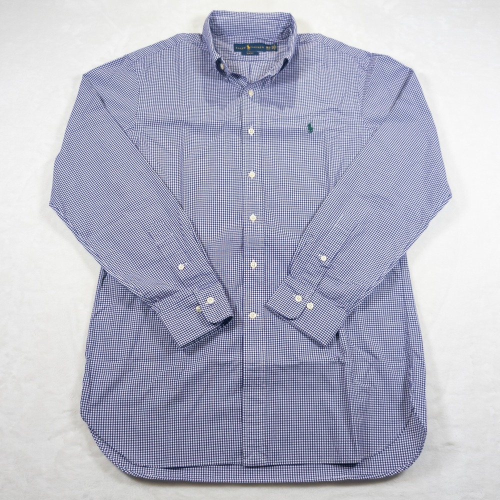 Ralph Lauren Dress Shirt Men Large 16.5 Slim Fit Purple Preppy Old Money Classic